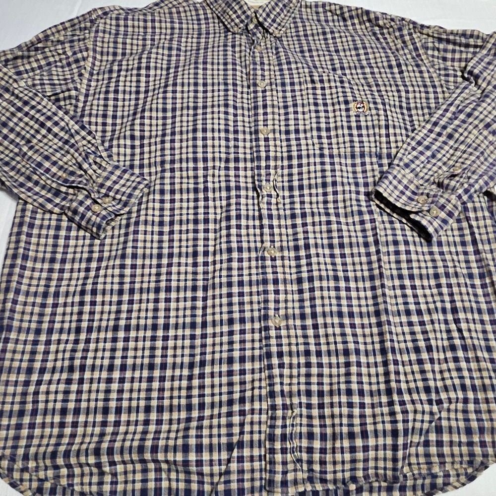 Clinch Long Sleeve Plaid Button‎ Down Shirt Casual Western Cowboy Mens XL